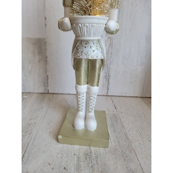Transpac nutcracker light up tree white gold Xmas home decor figure - Picture 4 of 11